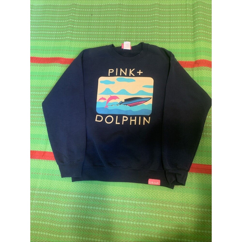 Pink Dolphin Blue pull over crewneck long sleeve medium graphic crewneck